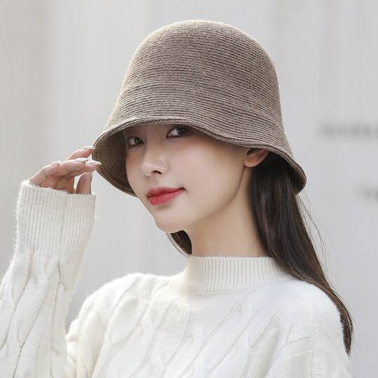 Woolen fisherman hat women's autumn and winter korean style all-match face small bucket hat japanese style warm basin hat trend