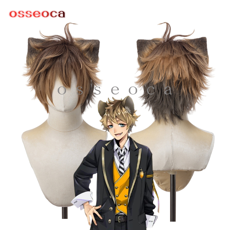 Osseoca Twisted Wonderland Lion King Ruggie Bucchi Animal Ears Cosplay Wig