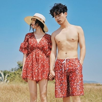 Cặp đôi mới bơi phụ nữ áo ba lỗ che bụng bikini Hàn Quốc bên bờ biển khu nghỉ dưỡng suối nước nóng quần bơi nam - Vài đồ bơi 	đồ đôi đi biển cho mẹ và bé	