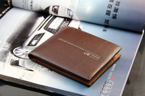 100 Lapped Wallet Mens Short Section Business Casual Money Clip Multifunction Card Bag Middle Letter Cross Section Vertical leather clip