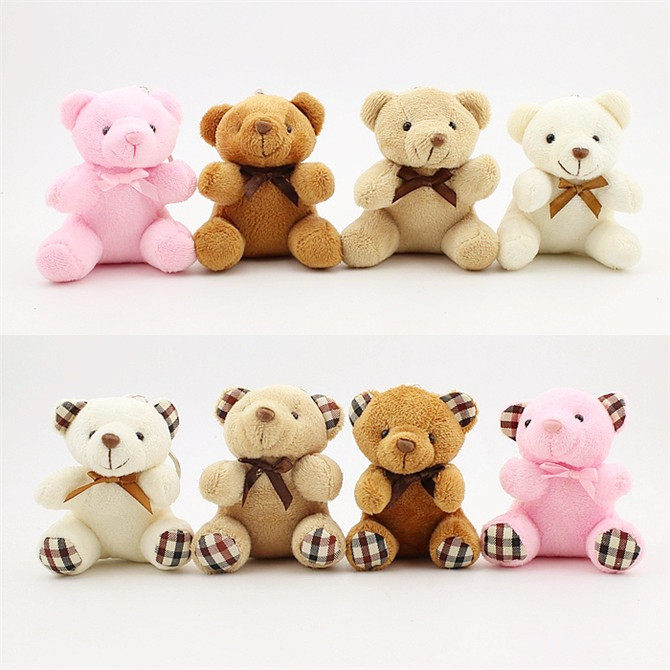 Small Bear Plush Toy Bear Doll Pendant Doll Dolls Car Key Buttoning Bag Hanging Accessories Small Gift Mini Woman