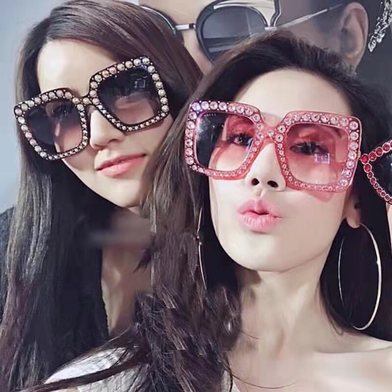 Multi-Color New Style Square Frame Diamond-Encrusted Disco Sunglasses European and American Fashion Sunglasses Retro Trendy Disco Glasses Multi-Color New Style Square Frame Diamond-Encrusted Disco Sunglasses European and American Fashion Sunglasses Retro Trendy Disco Glasses