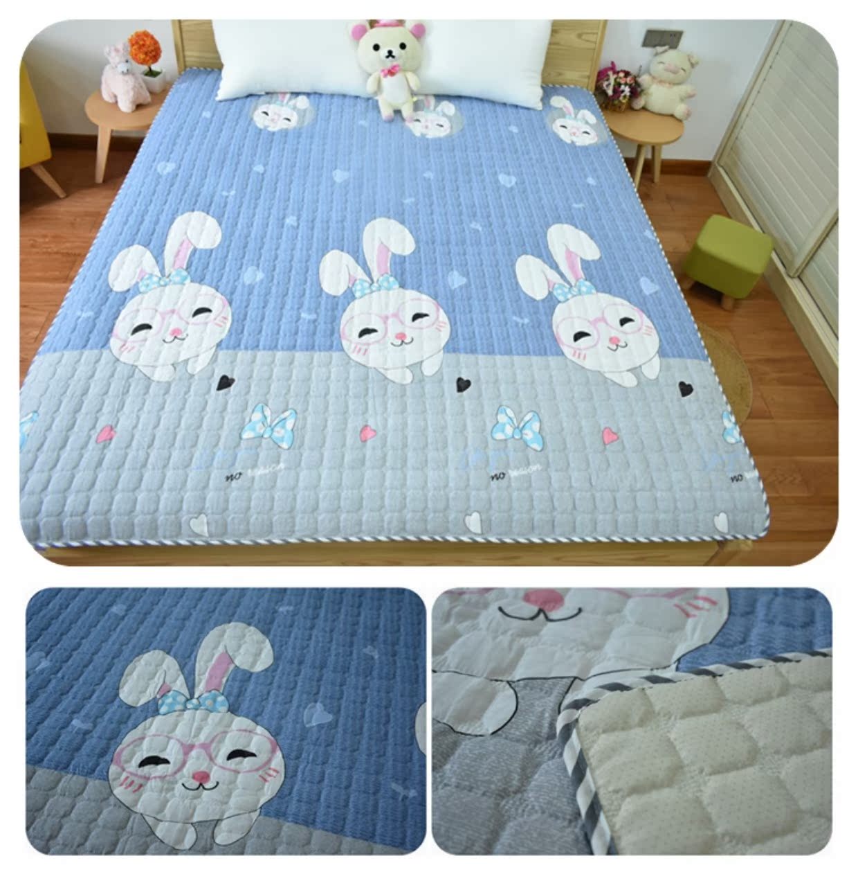 Bông chống trượt tấm bông một mảnh Bắc Âu ins tươi nệm thảm leo lên chiếu mat tùy chỉnh - Khăn trải giường trải giường