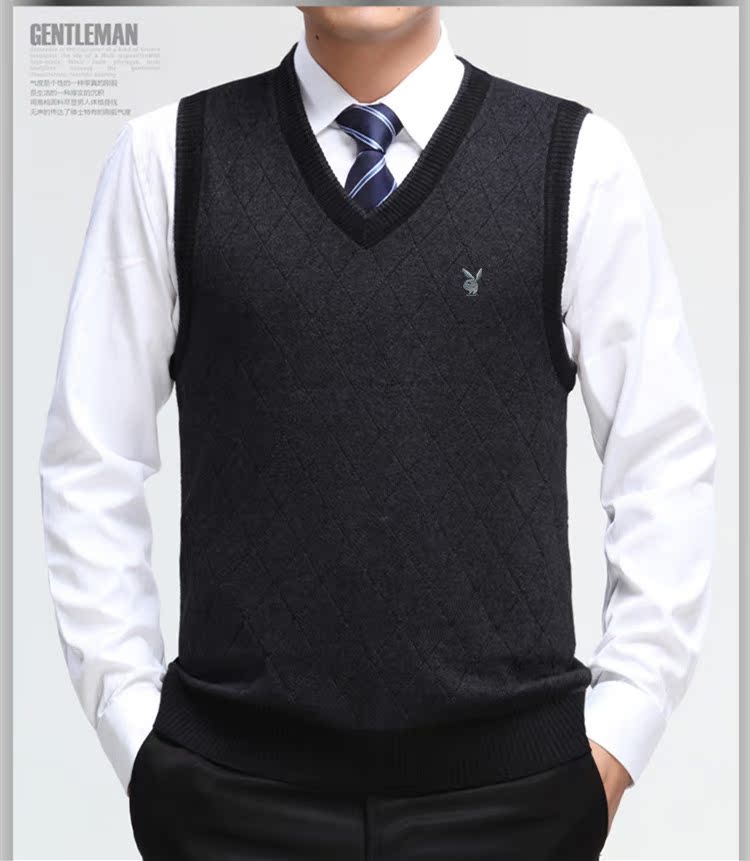 Mùa thu và mùa đông tuổi trung niên áo len nam nam V-cổ trùm đầu nam trung niên đan áo len vest áo len cardigan nam