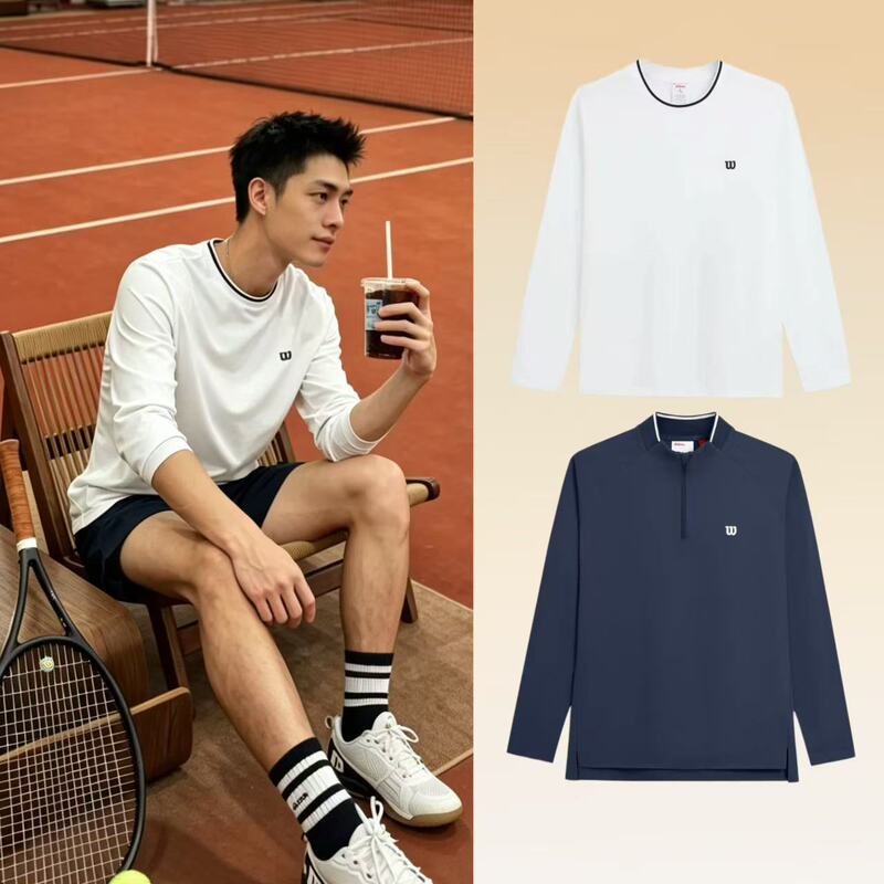 Wilson Wilson 26 Autumn Men's Moisture-Absorbing Quick-Drying Round Neck Breathable Tennis Sports Training Long-Sleeved T-Shirt