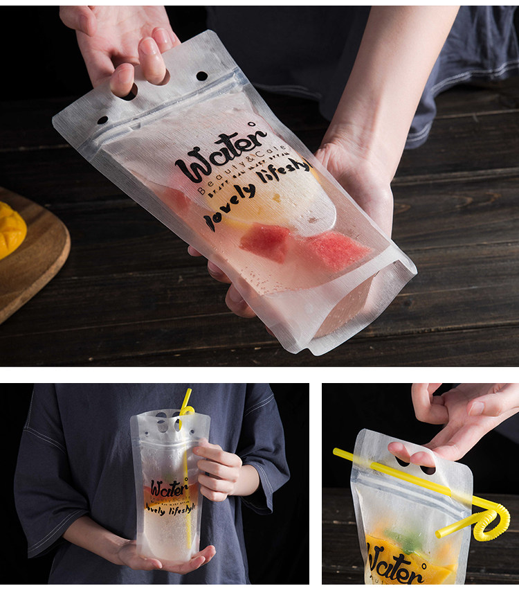 2020 Transparent Clear Color Standing Beverage Bags Thick Self Seal