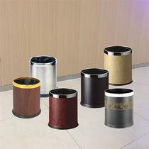 Stainless steel double-layer trash can without cover black metal round 10L household direct throw barrel hotel hotel room barrel