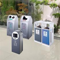 Outdoor sorting trash can without cover square heightened exposure public place high-value sanitary bucket wrought iron fruit shell box