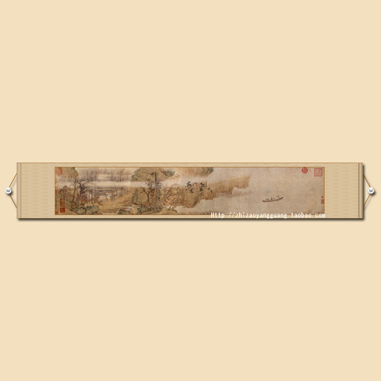 Red wall diagram Antique five - foot banner scroll of Sushi character soft frame name national painting and painting of Xeng Ying
