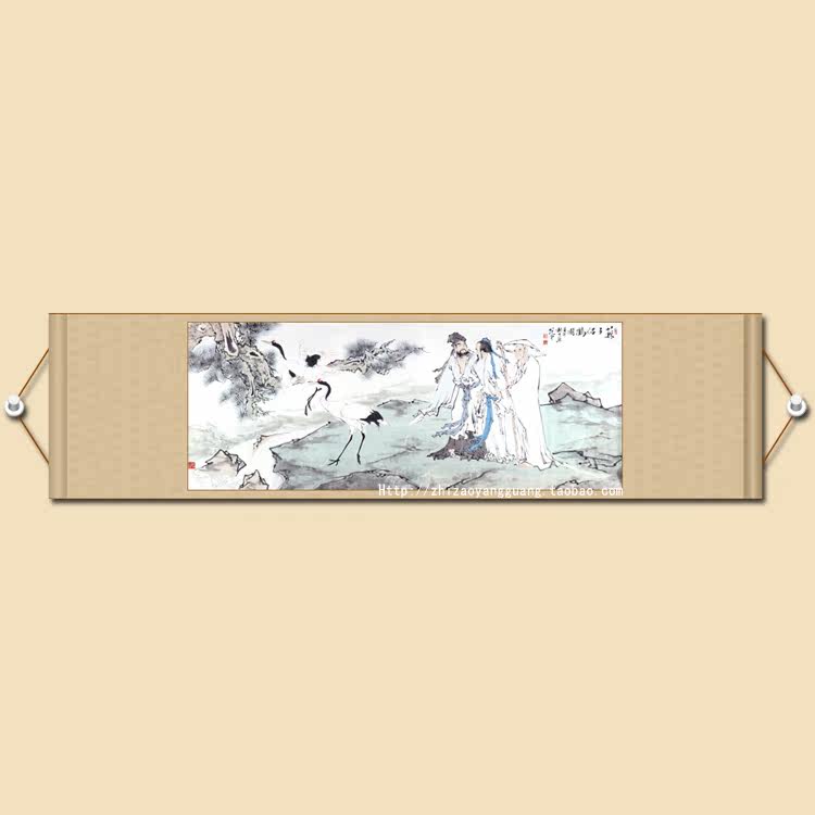 Su Zi Lovers Crane 6-ruler Banners Scroll Fairy Crane Su Dongpo Characters Soft Framed Calligraphy Painting Fan Zeng