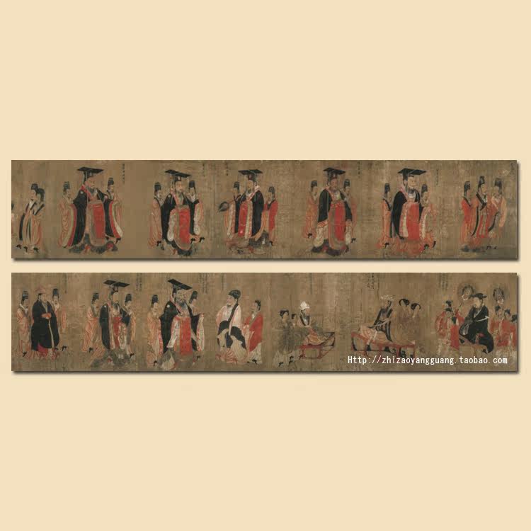 Successive emperors and banners scroll long scrolls of antique figure softly framed famous Chinese painting Yan Liben