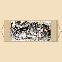 Tiger Living Room Five Feet Banner Scroll Zodiac Zodiac Beast Beast Soft Framed to Write a State Calligraphy Painting of Wu Guanzhong