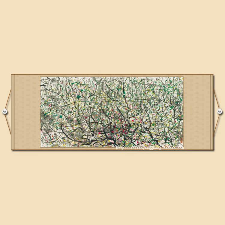 Spring Tide Living Room Five Feet of Banners Scroll with Landscape Soft Framed Ink Painter Country Painting of Wu Guanzhong