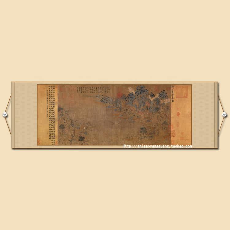 Travel Spring Chart Five Feet of Banners Scroll Imitation Ancient Landscape Characters Soft Framed Celebrity Country Paintings of the Calligraphy Painting Exhibition