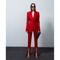 Z boss wool blazer single button X-Shape minimalist cutting version slim fine wide collar coat women