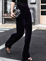 Z boss light and elegant silk velvet trousers European and American straight casual pants women