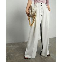 Z boss black and white striped design wide leg pants contrast acetate straight high waist trousers women