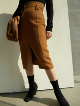 Z boss wool handmade double-sided skirt high waist long front split wool commuter skirt women