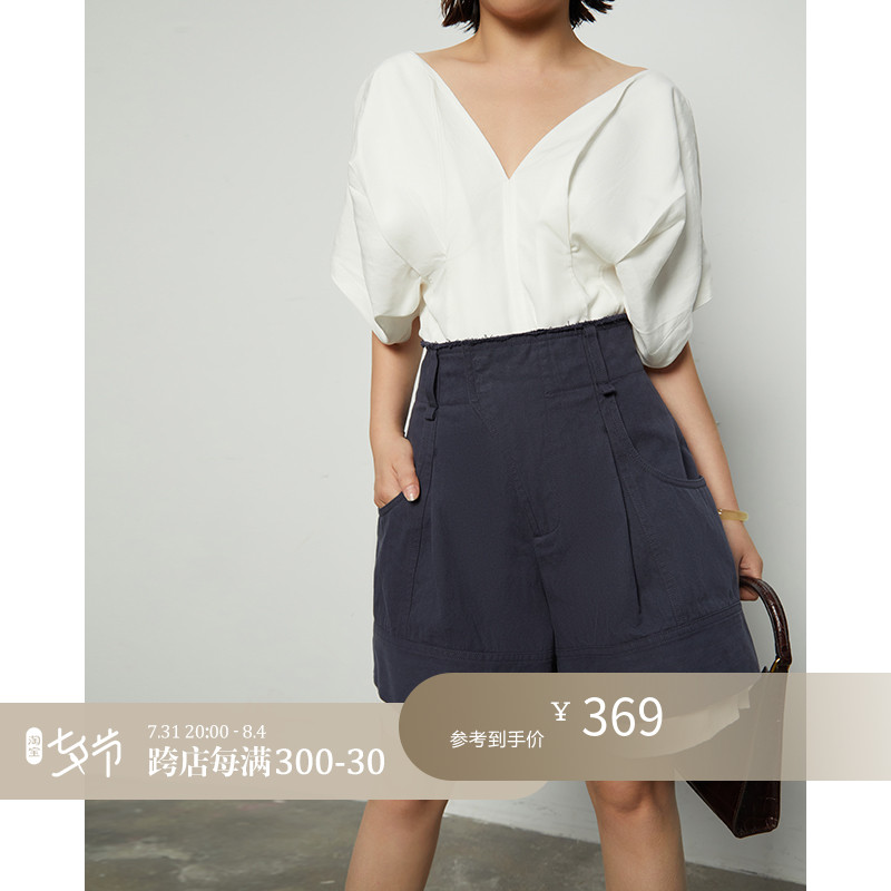 Z Boss Splicing Single Side Shorts Woman High Waist Display Slim Profile A Character Dress Pants Mulberry Silk Temperament Outline Shorts Woman