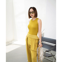 Z boss D brand texture French linen silk micro-through sweater minimalist one-piece I-character vest female