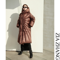 Z boss one catty 95 white goose down thick hooded down jacket female radiation irregular design down jacket