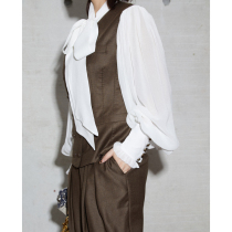 Z boss retro Italian commuter vest wool double-breasted stitching slim womens vest