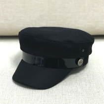 Private custom vintage Navy cap men and women black seaman cap bright leash cap cap Japanese female hat beret