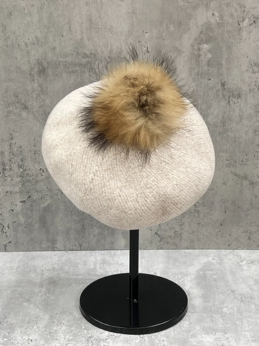 Зазор не доступен для замены. Универсальный темпераментный меховой шарик из саржевого шерстяного берета, женская осенне-зимняя модная шапка художника высокого качества