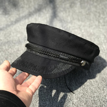 Japanese flat top military cap black hat female Korean tide beret navy hat fashion summer thin cap cap
