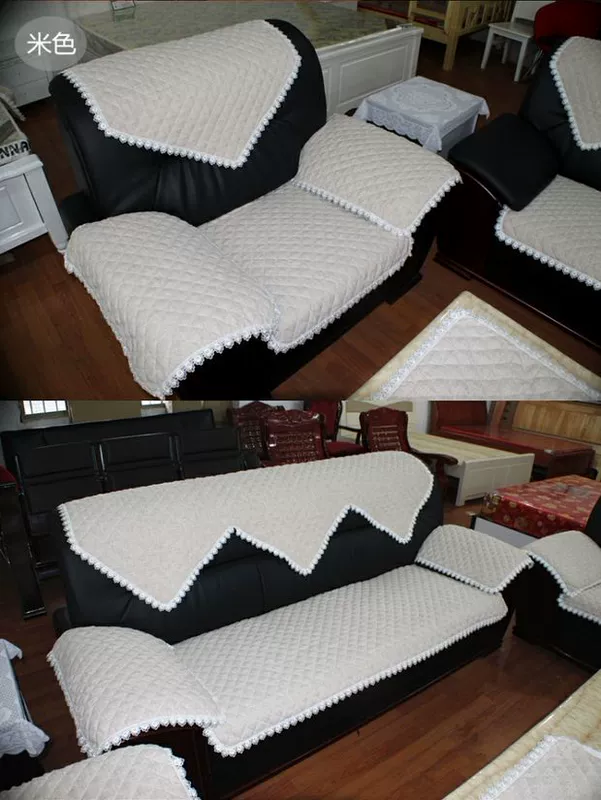 Sofa da đệm kết hợp phòng họp khăn đơn tựa lưng bốn mùa vải chống trượt đơn giản hiện đại lanh - Ghế đệm / đệm Sofa