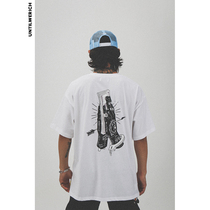 UNTILWERICH ORIGINAL PURE COTTON SHORT-SLEEVED MENs STREET national tide BASIC prayer HAND T-SHIRT LOOSE tide SKATER