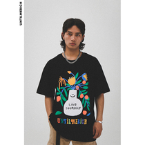  UNTILWERICH ORIGINAL COTTON FOAM PRINTING SHORT-SLEEVED MENs STREET national tide CARTOON VASE T-SHIRT LOOSE tide