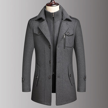 New winter middle-aged men's woolen coat