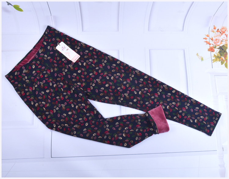 Trung niên cộng với quần nhung dày ấm mẹ nữ cỡ lớn eo cao mặc quần cotton bà già quần mùa đông quần dài quần legging nữ cạp cao