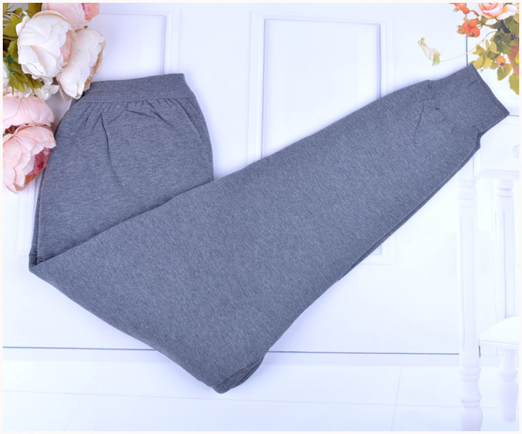Cộng với quần lửng size lớn cho nam trung niên dày quần cotton một mảnh ba lớp chần ấm quần mỏng bố lỏng quần cotton nữ trung niên
