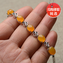 Tunbei jewelry yellow dragon jade bracelet inlaid S925 silver ring face hand jewelry jade egg face diamond ring set with diamond silver