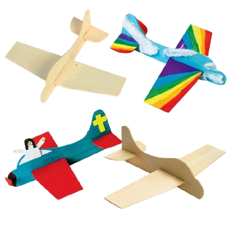 Family parent-child creation kindergarten diy handmade material package white embryo wooden aircraft model painting coloring art