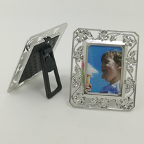 Retro wedding gift alloy bracket type one-inch big head craft photo frame metal silver big head sticker table