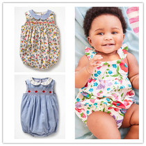 Spot BD MB Child Clothing Girl Blue Broken Flowers Doll Collar Sleeveless Bag Fart Triangle Climbing Conjoined l