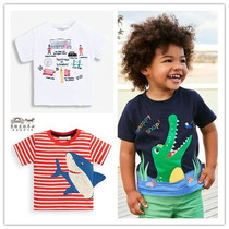 Spot JoJo boy dress boys new Inron bus shark stripe 100 lap short sleeve round neck T-shirt blouse