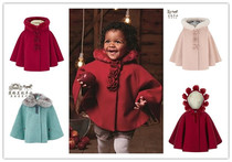 Spot monsoon Childrens Wear Girl Red Christmas New Year Hooded Ball Cloak Coat