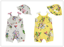Spot Next Child Clothing Girl Flying Bird Flower Bow Tie Harnesses Short Climbing One-piece Clothing Sun Hat Suit