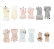 Spot monsoon childrens new card pink all finger gloves childrens warm plush gloves