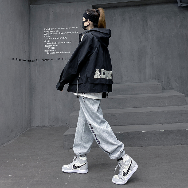 M's tide brand original handsome fried street jacket suit women's autumn salt sports wear overalls casual pants two-piece set