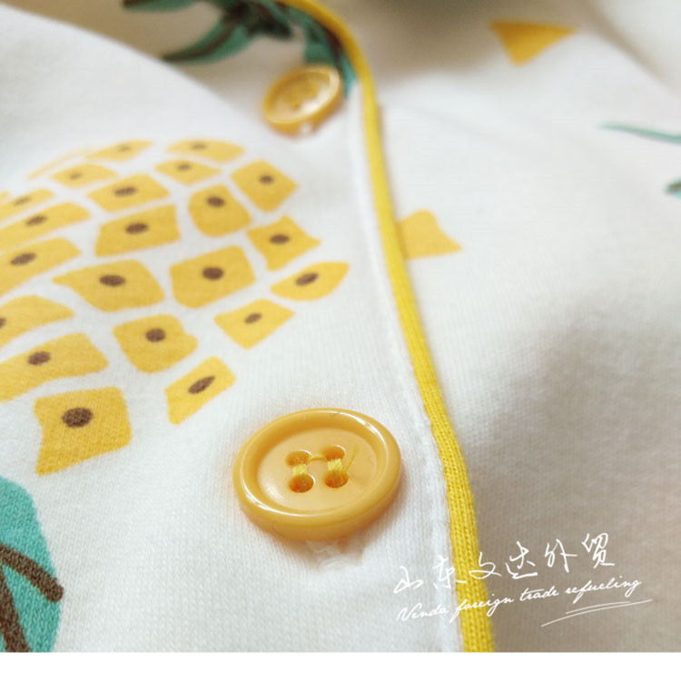 Bộ đồ ngủ bằng vải dứa nhỏ tươi ~ Bộ đồ len cotton nữ mùa đông và mùa đông đồ bộ cho người 60 tuổi