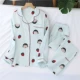 Maruko ~ mùa hè cotton gạc đồ ngủ của phụ nữ dài tay hai lớp giặt cotton gạc cardigan mùa xuân dịch vụ nhà phù hợp với mỏng - Bộ Pajama