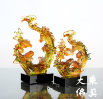 Ancient method glazed Gold Jade Mantang home furnishings wedding opening gifts business gifts glazed fish ornaments big and small