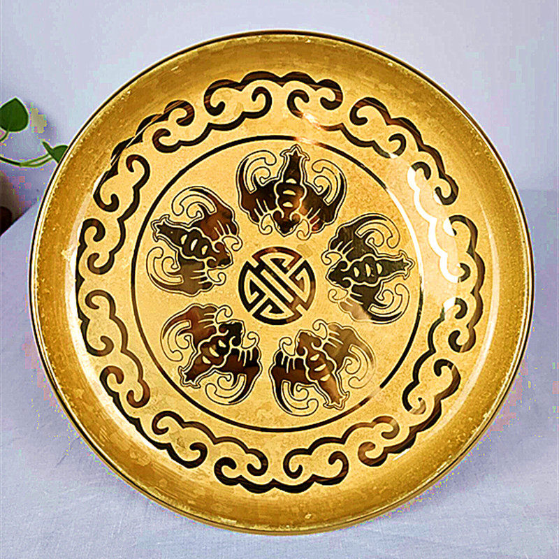 Buddha hall supplies pure copper crystal golden solemn Buddha for fruit plate five blessing fruit plate home temple Buddha hall decoration