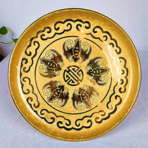 Buddhas wares pure copper crystal golden solemn Buddha front for fruit tray Wufu Fruit Dish Home Monastery