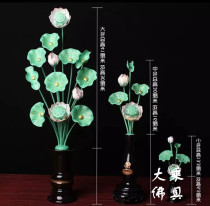 Solemn Buddha Hall decoration aluminum gilt simulation lotus vase painted flower large medium size trumpet for Buddha Lotus